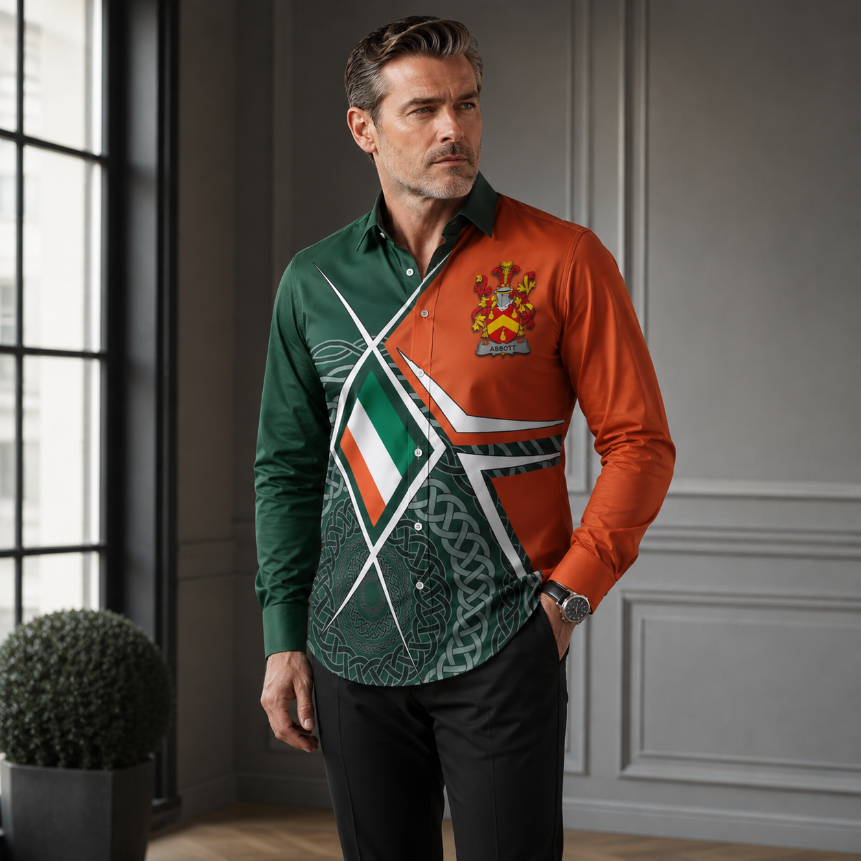 Men's Irish Casual Long Sleeve Button-Up Shirts
