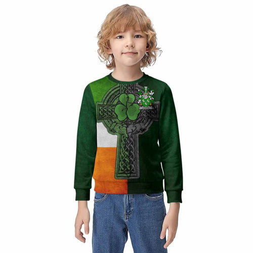 Aherne Irish Coat of Arms Kids' Sweater with Shamrock Celtic Cross