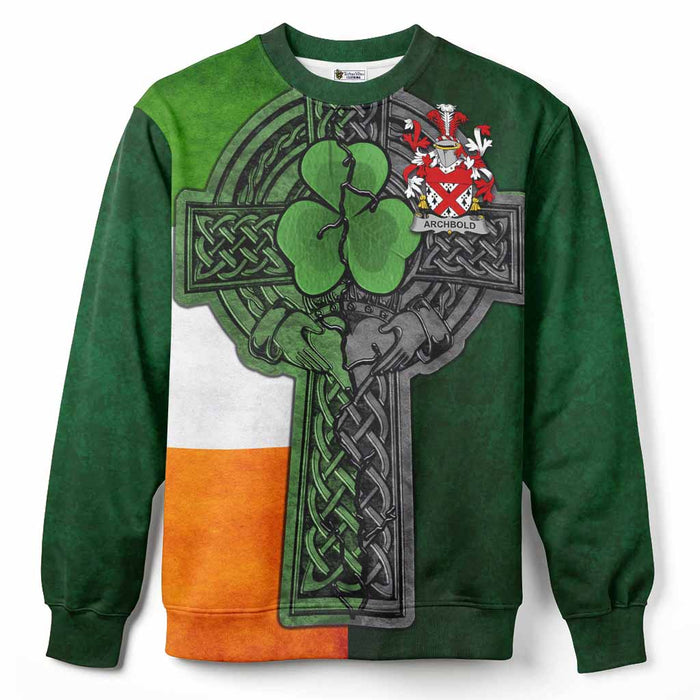 Archbold Irish Coat of Arms Sweatshirt with Shamrock Celtic Cross