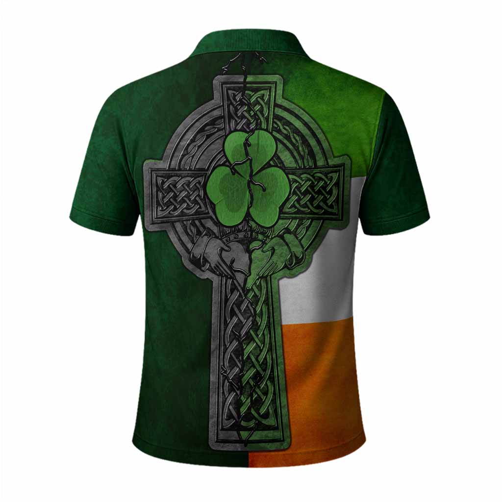 Armory Irish Coat of Arms Men's Polo Shirt with Shamrock Celtic Cross