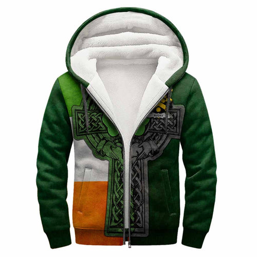 Avery Irish Coat of Arms Sherpa Hoodie with Shamrock Celtic Cross