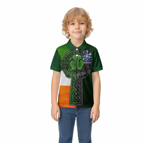 Aylward Irish Coat of Arms Kids' Polo Shirt with Shamrock Celtic Cross