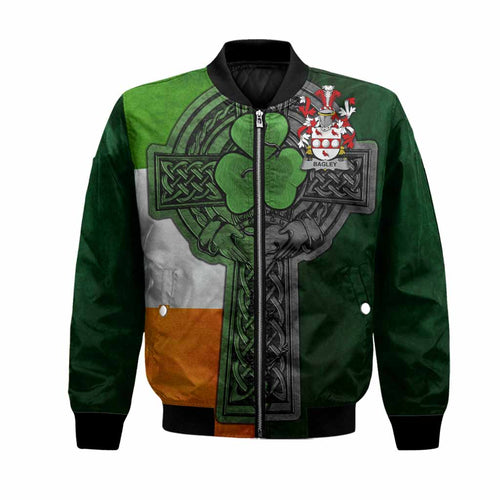 Bagley Irish Coat of Arms Bomber Jacket with Shamrock Celtic Cross