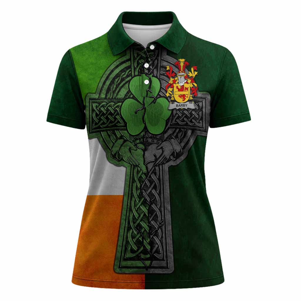 Barby Irish Coat of Arms Women's Polo Shirt with Shamrock Celtic Cross