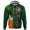 Barrett Irish Coat of Arms Hoodie with Shamrock Celtic Cross