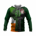 Barton Irish Coat of Arms Knit Hoodie with Shamrock Celtic Cross
