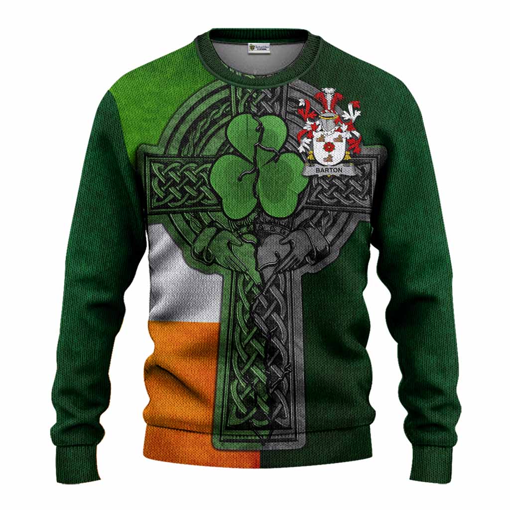 Barton Irish Coat of Arms Sweater with Shamrock Celtic Cross