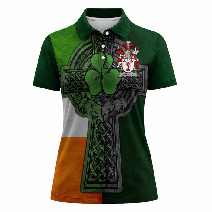 Beamish Irish Coat of Arms Women's Polo Shirt with Shamrock Celtic Cross
