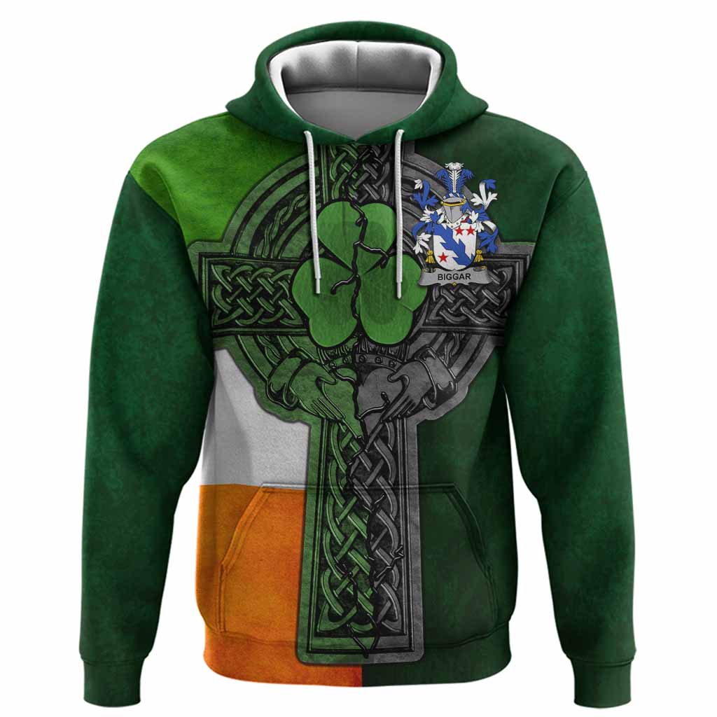 Biggar Irish Coat of Arms Hoodie with Shamrock Celtic Cross