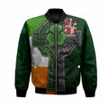 Blanchfield Irish Coat of Arms Bomber Jacket with Shamrock Celtic Cross