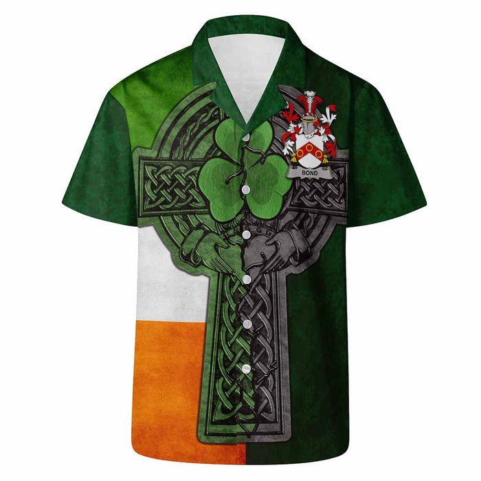 Bond Irish Coat of Arms Hawaiian Shirt with Shamrock Celtic Cross
