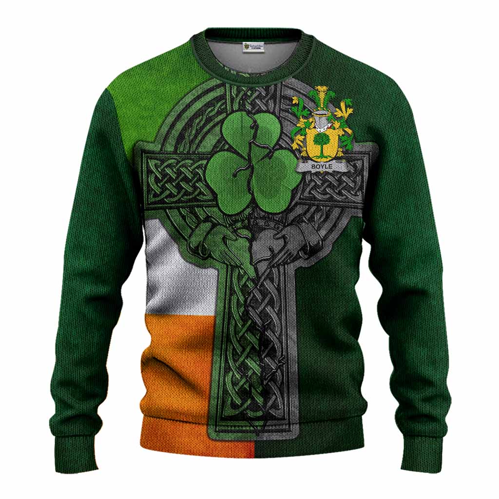 Boyle Irish Coat of Arms Sweater with Shamrock Celtic Cross