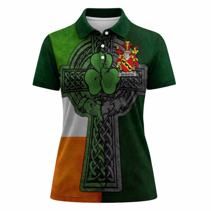 Brabazon Irish Coat of Arms Women's Polo Shirt with Shamrock Celtic Cross