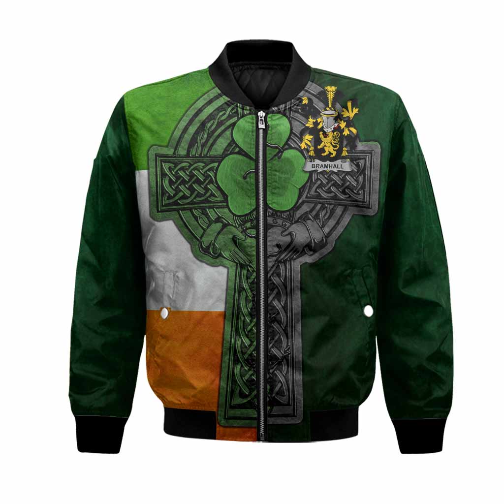 Bramhall Irish Coat of Arms Bomber Jacket with Shamrock Celtic Cross