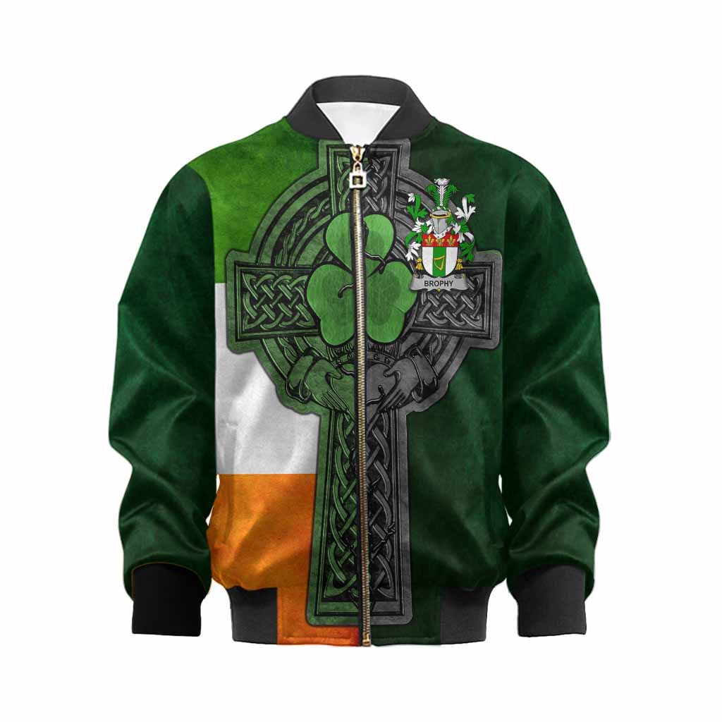 Brophy Irish Coat of Arms Kids' Bomber Jacket with Shamrock Celtic Cross