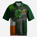 Callander Irish Coat of Arms Men's Knit Polo Shirt with Shamrock Celtic Cross