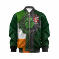 Carkham Irish Coat of Arms Kids' Bomber Jacket with Shamrock Celtic Cross
