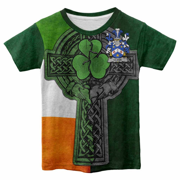 Close Irish Coat of Arms Kids' T-shirt with Shamrock Celtic Cross
