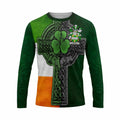 Coffey Irish Coat of Arms Long Sleeve T-shirt with Shamrock Celtic Cross