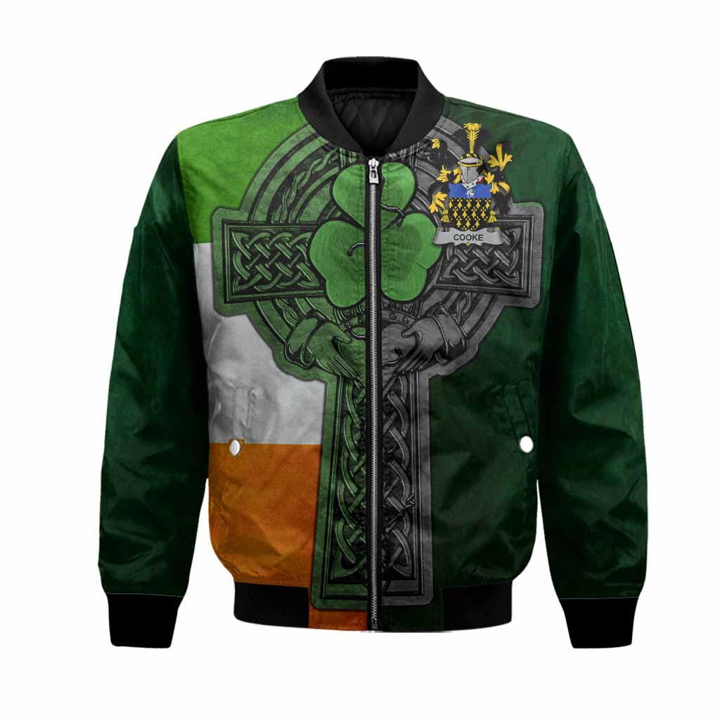 Cooke Irish Coat of Arms Bomber Jacket with Shamrock Celtic Cross