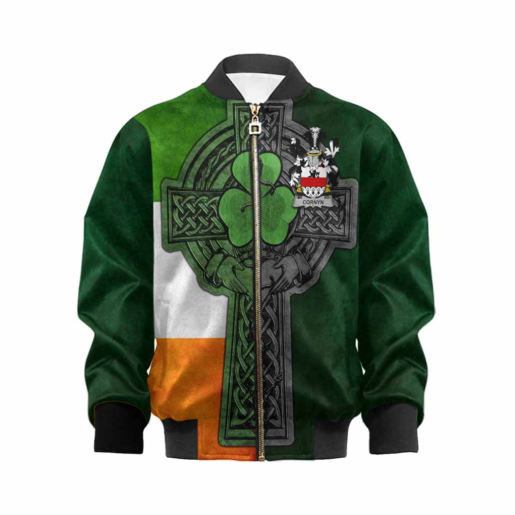Cornyn Irish Coat of Arms Kids' Bomber Jacket with Shamrock Celtic Cross