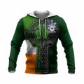 Crowley Irish Coat of Arms Knit Hoodie with Shamrock Celtic Cross