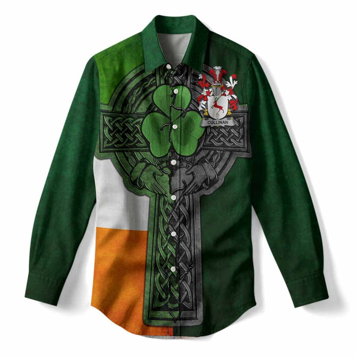 Cullinan Irish Coat of Arms Women’s Casual Shirt with Shamrock Celtic Cross