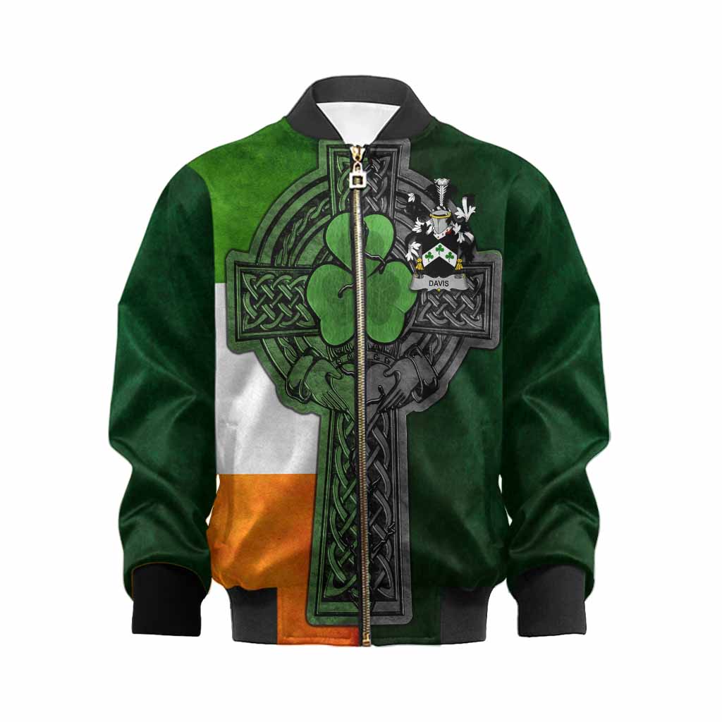 Davis Irish Coat of Arms Kids' Bomber Jacket with Shamrock Celtic Cross
