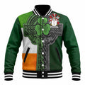Davoren Irish Coat of Arms Baseball Jacket with Shamrock Celtic Cross