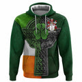 Davoren Irish Coat of Arms Hoodie with Shamrock Celtic Cross