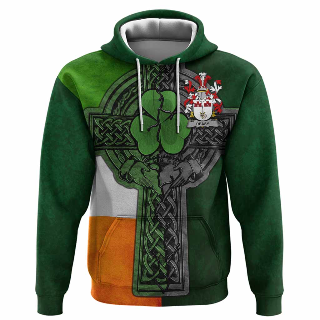 Deasy Irish Coat of Arms Hoodie with Shamrock Celtic Cross