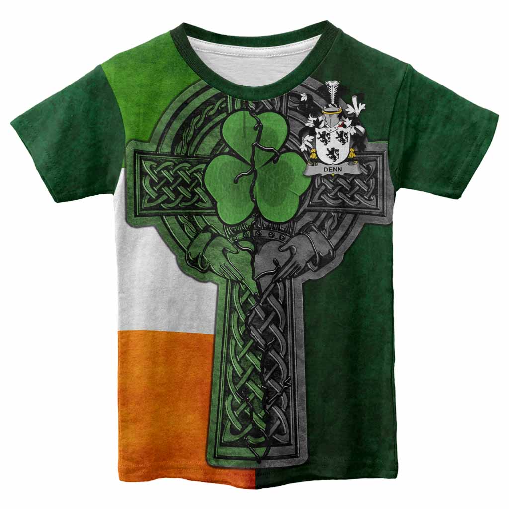 Denn Irish Coat of Arms Kids' T-shirt with Shamrock Celtic Cross