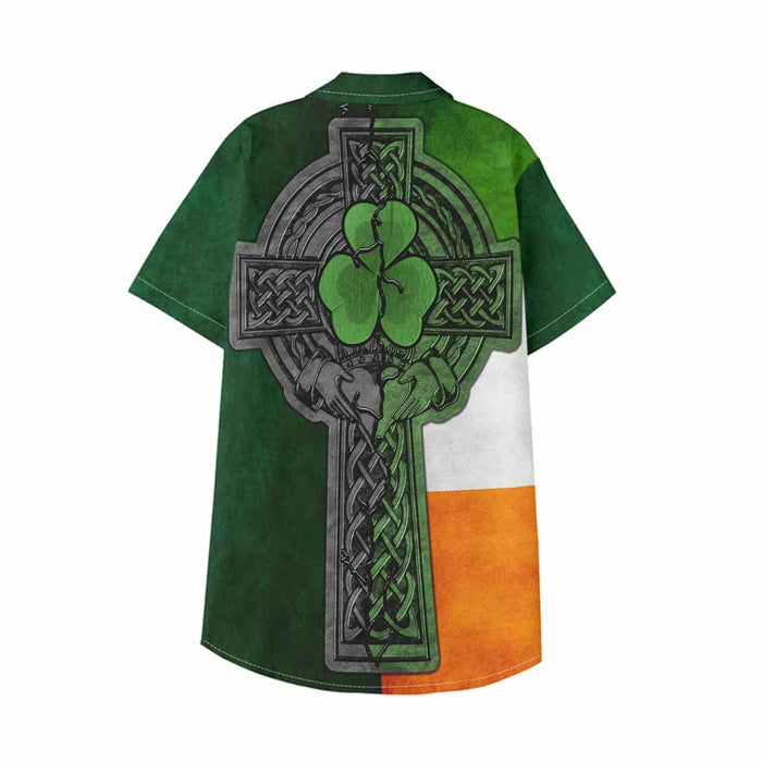 Desmond Irish Coat of Arms Kids' Hawaiian Shirt with Shamrock Celtic Cross