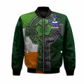 Dolan Irish Coat of Arms Bomber Jacket with Shamrock Celtic Cross