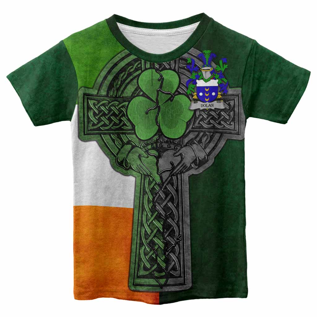 Dolan Irish Coat of Arms Kids' T-shirt with Shamrock Celtic Cross
