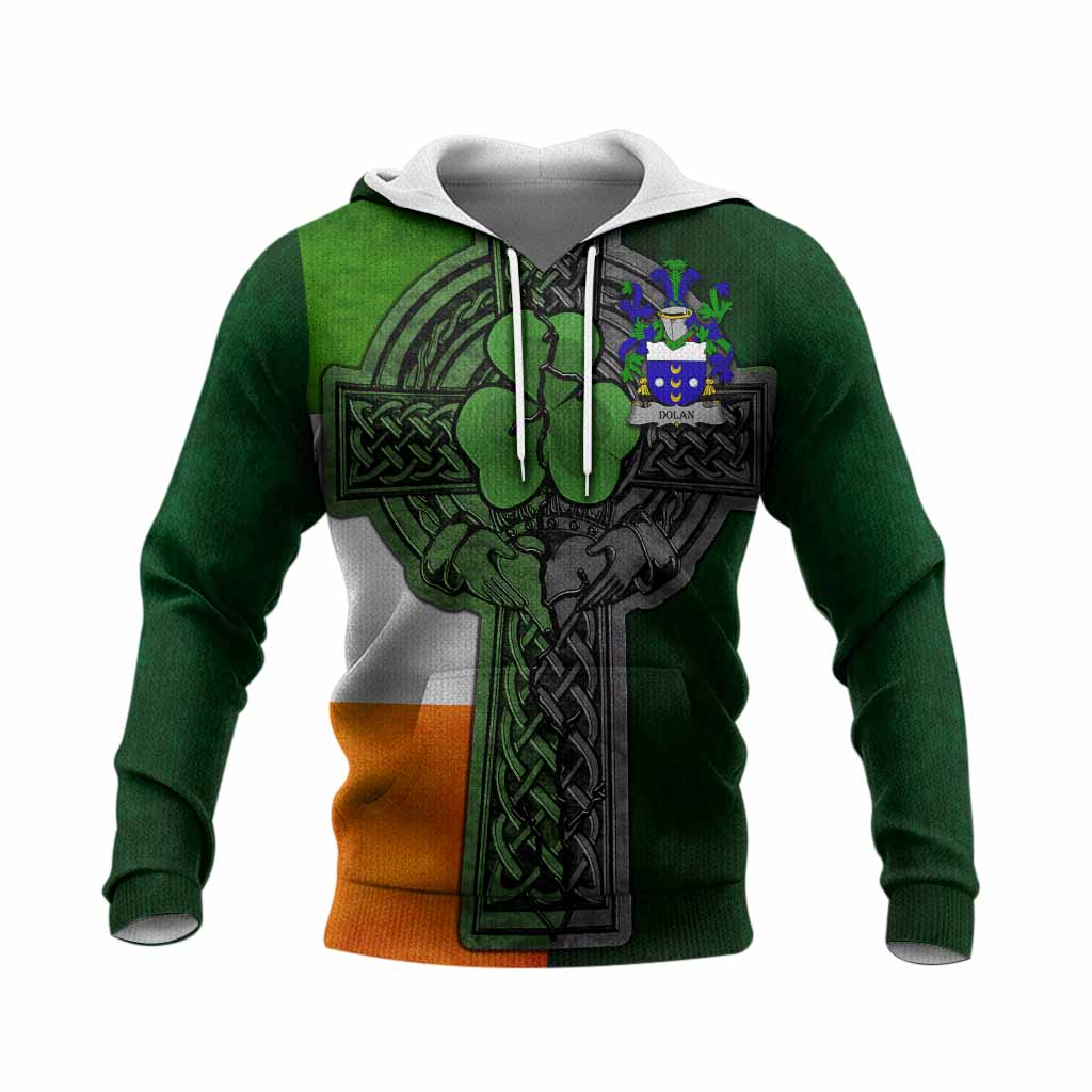 Dolan Irish Coat of Arms Knit Hoodie with Shamrock Celtic Cross
