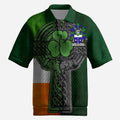 Dolan Irish Coat of Arms Men's Knit Polo Shirt with Shamrock Celtic Cross