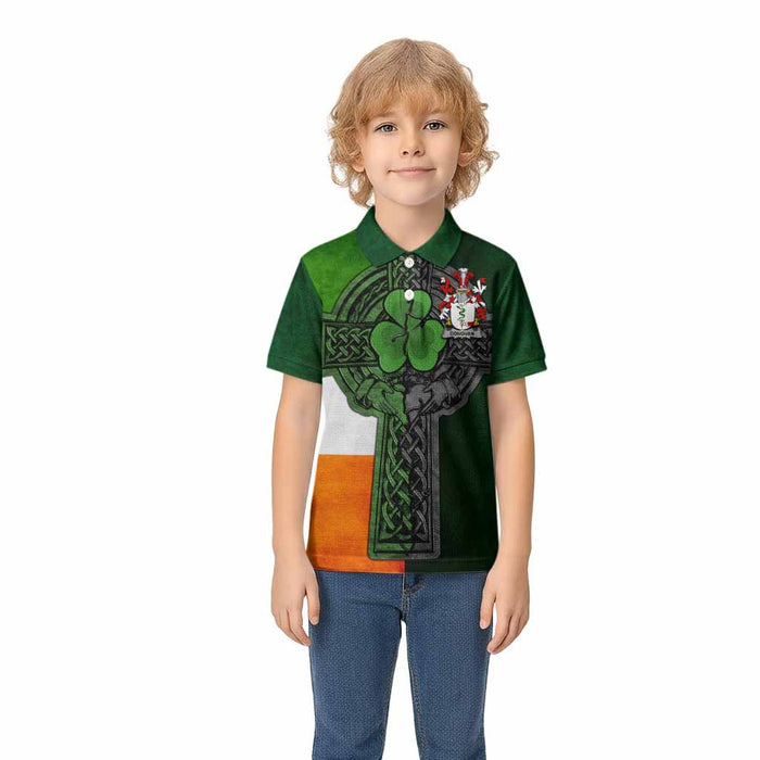 Donovan Irish Coat of Arms Kids' Polo Shirt with Shamrock Celtic Cross