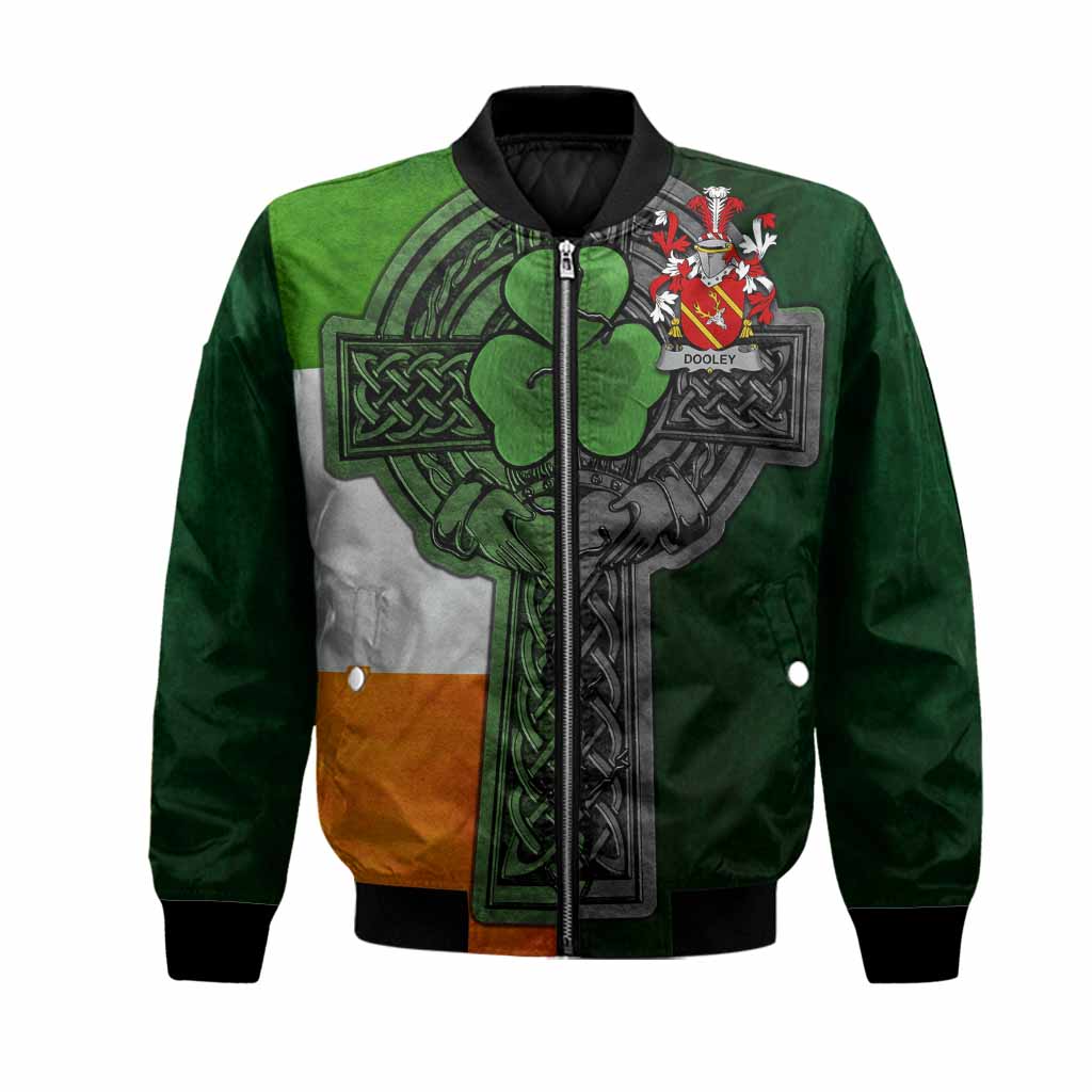 Dooley Irish Coat of Arms Bomber Jacket with Shamrock Celtic Cross