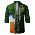 Drought Irish Coat of Arms Men's Ghillie Shirt with Shamrock Celtic Cross