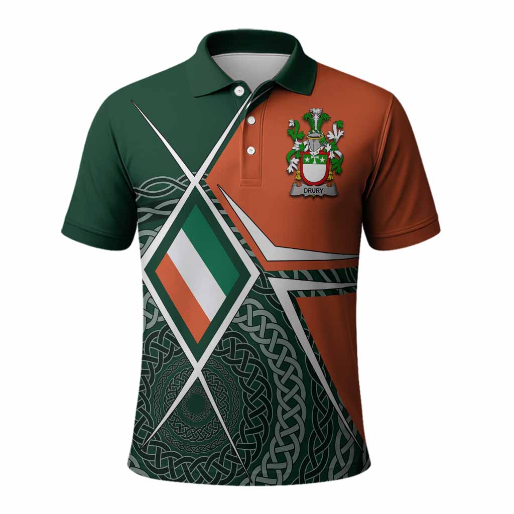 Drury Irish Coat of Arms Men's Polo Shirt Celtic Geometry