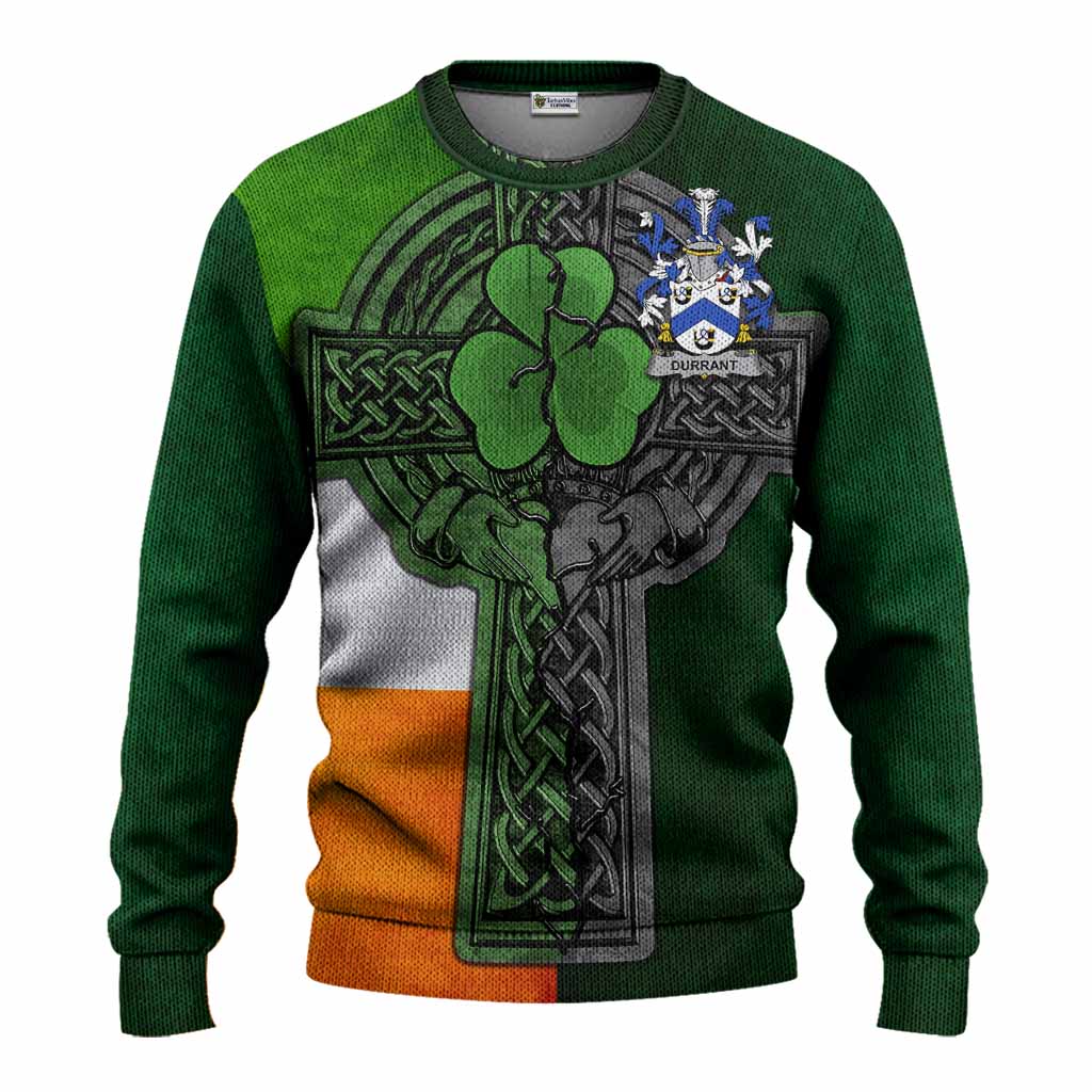 Durrant Irish Coat of Arms Sweater with Shamrock Celtic Cross