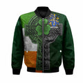Fahey Irish Coat of Arms Bomber Jacket with Shamrock Celtic Cross