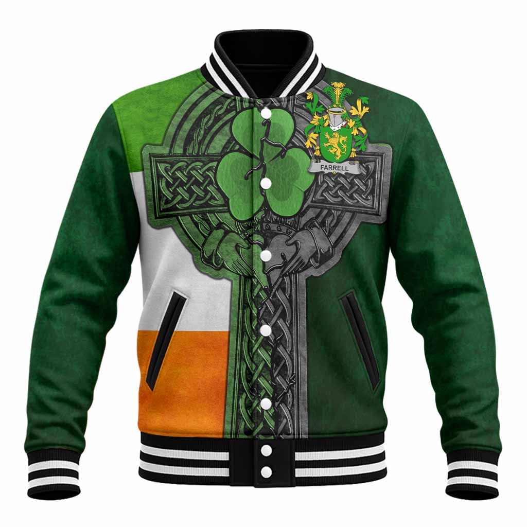 Farrell Irish Coat of Arms Baseball Jacket with Shamrock Celtic Cross