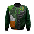 Farrell Irish Coat of Arms Bomber Jacket with Shamrock Celtic Cross