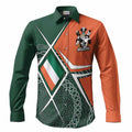 Finglas Irish Coat of Arms Men’s Casual Long Sleeve Button-Up Shirt Celtic Geometry