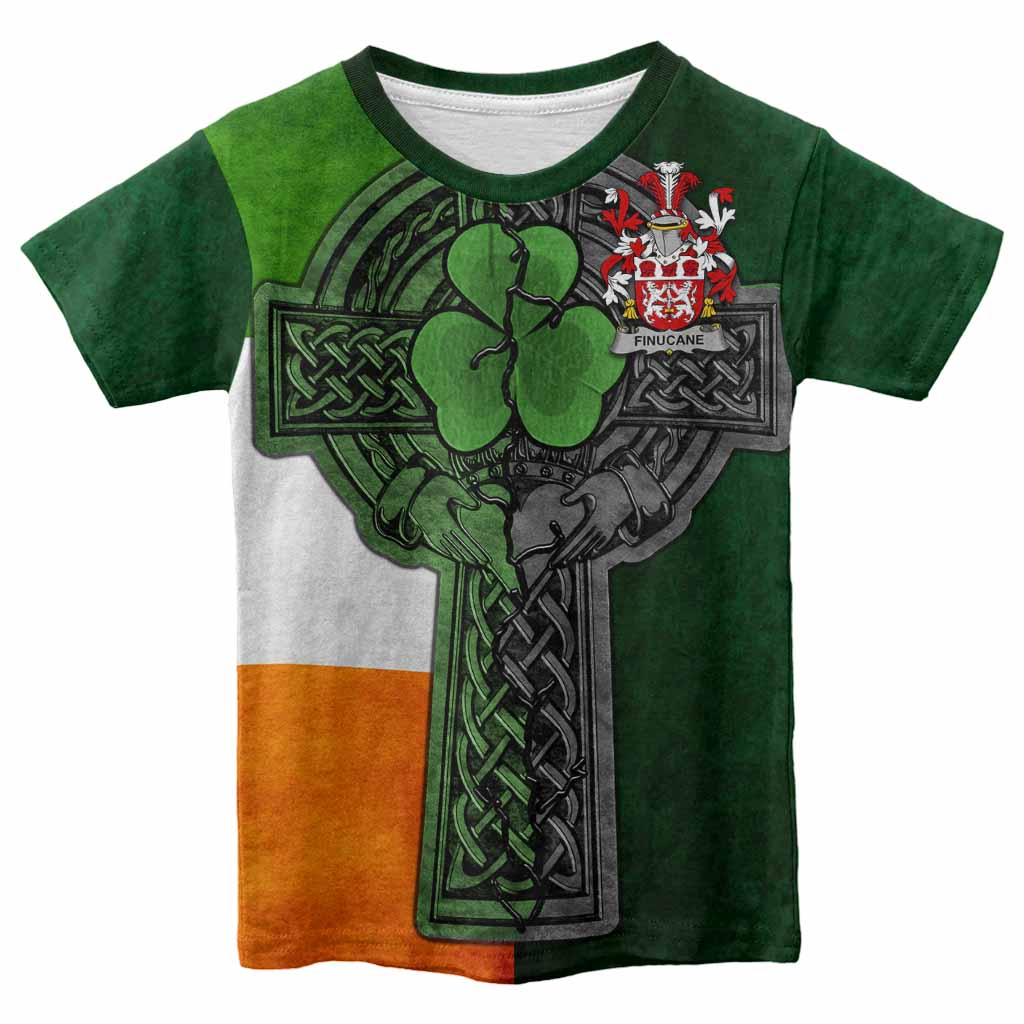 Finucane Irish Coat of Arms Kids' T-shirt with Shamrock Celtic Cross