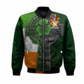 Fitz-Nicol Irish Coat of Arms Bomber Jacket with Shamrock Celtic Cross