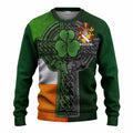 Fitz-Nicol Irish Coat of Arms Sweater with Shamrock Celtic Cross