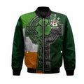 Flannery Irish Coat of Arms Bomber Jacket with Shamrock Celtic Cross
